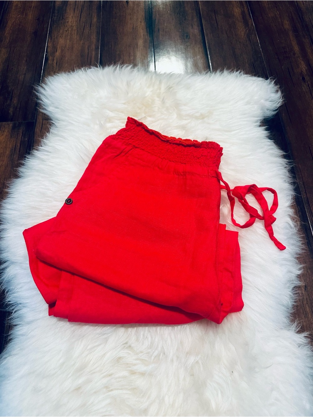 NWOT red linen blend pants